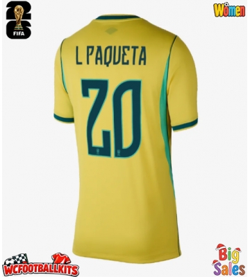 Brazil Lucas Paqueta #20 Replica Home Stadium Shirt for Women World Cup 2026 Short Sleeve